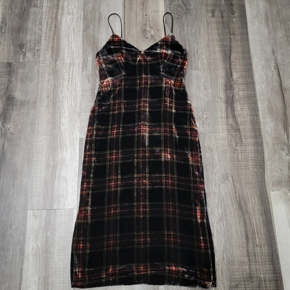 J. Crew Stewart Tartan Plaid Velvet Dress - Picture 2 of 15